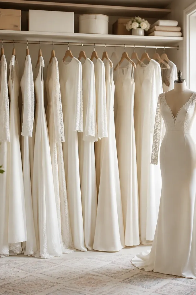 Compact-Space Long Sleeve Wedding Dress Organization