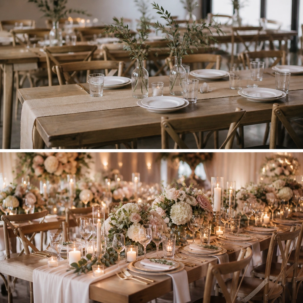 Before & After Wedding Table Decorations That Wow