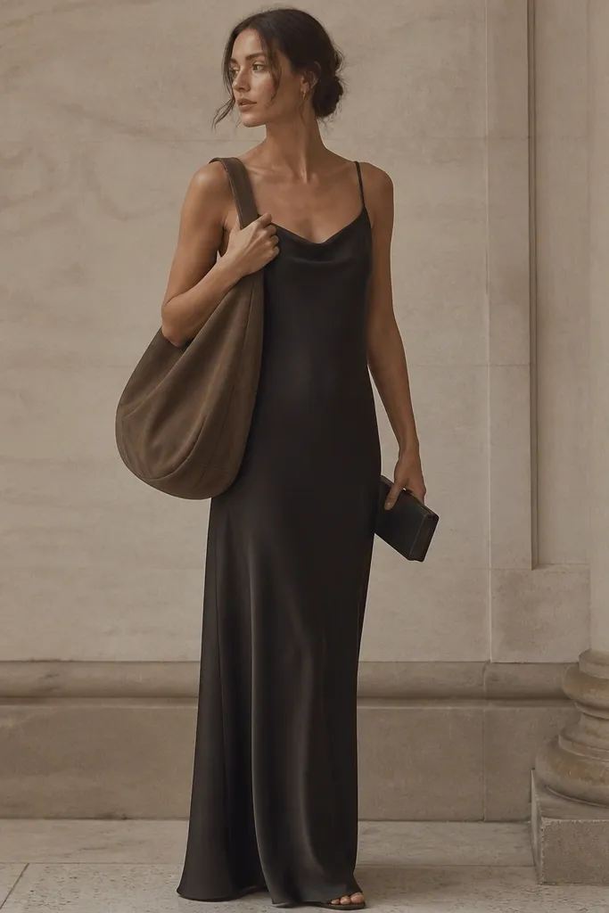 A large hobo-style bag next to a small structured clutch; the hobo looks bulky against a long evening dress.