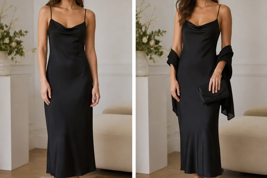Before & After Black Tie Wedding Guest Dress Styling