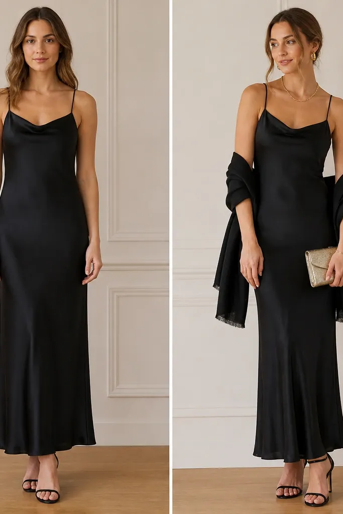 Before & After Black Tie Wedding Guest Dress Styling