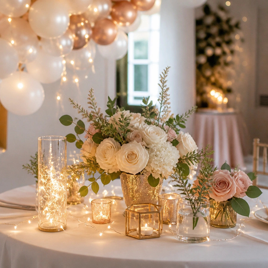 Bride-to-Be Table Decoration Ideas with Lights
