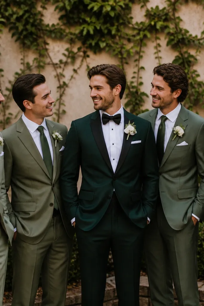 Green Groomsmen Attire Colors (Sage to Emerald)