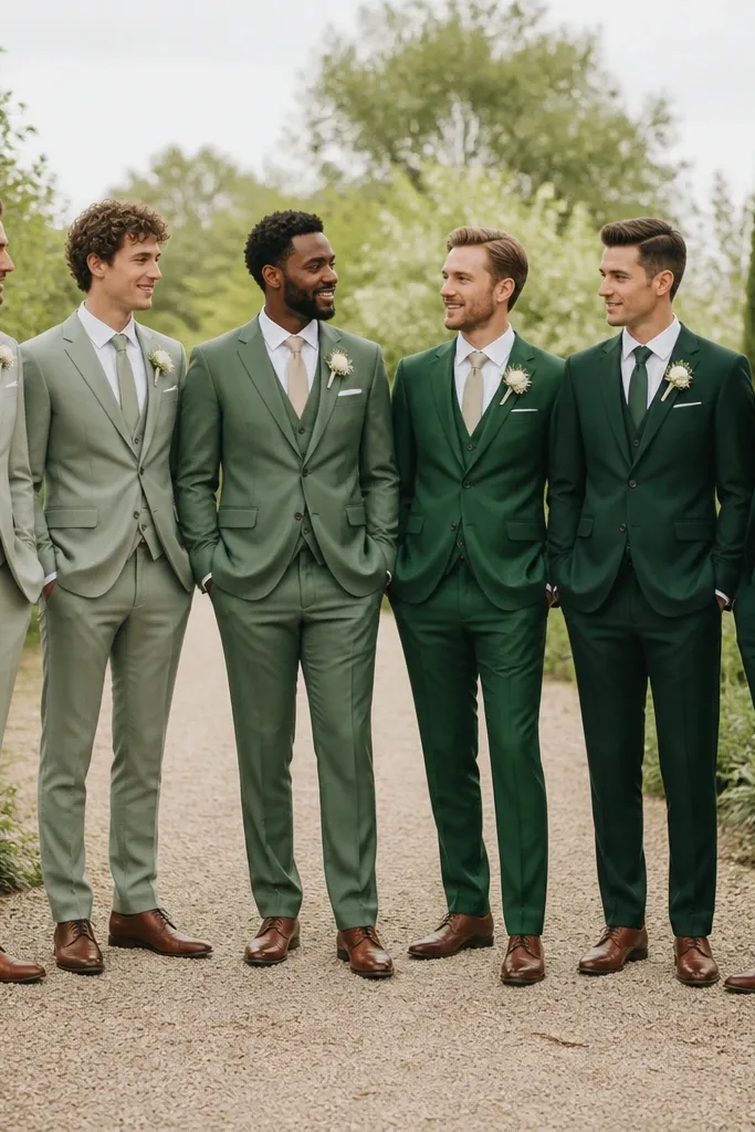 Green Groomsmen Attire From Sage to Emerald