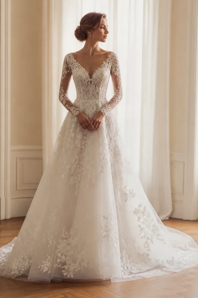 Luxe High-End Long Sleeve Wedding Dress Inspiration