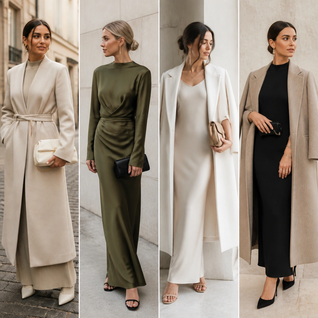 Modern Minimalist Winter Wedding Guest Outfit Ideas