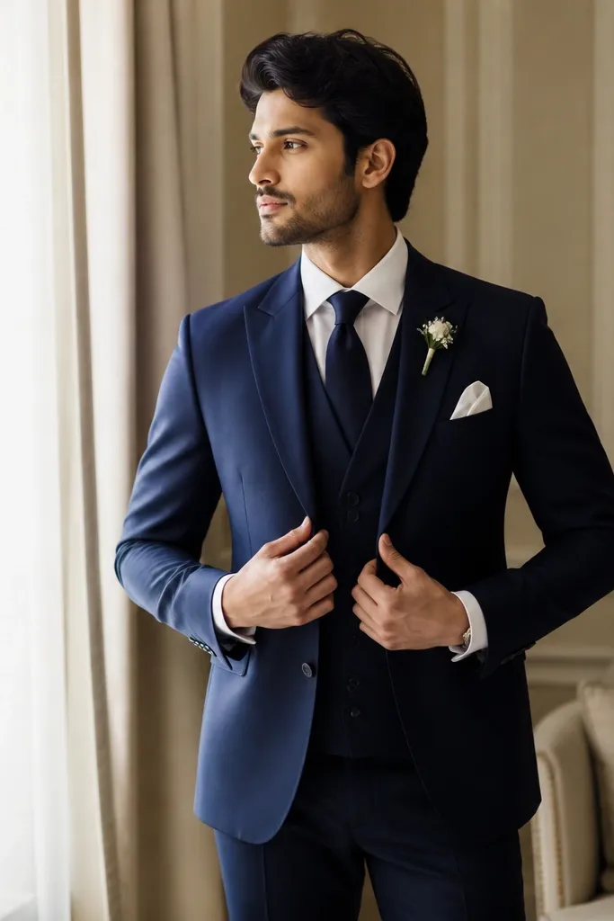 Affordable Navy Blue Groom Suit Styling (Looks Expensive)