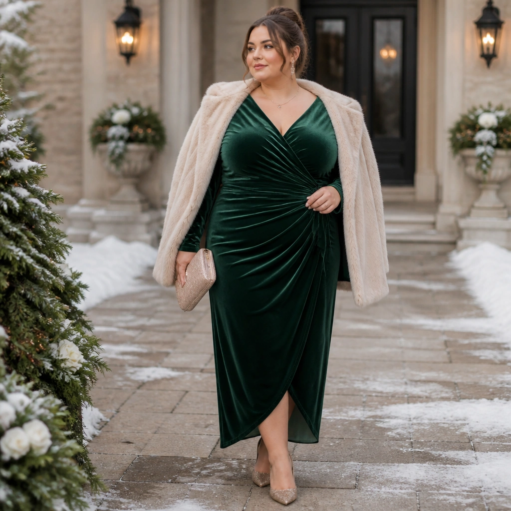 Plus-Size Winter Wedding Guest Outfit Styling