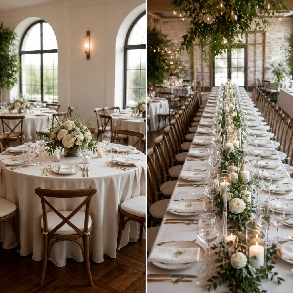 Round vs Long Wedding Table Decor (Which Works Best?)