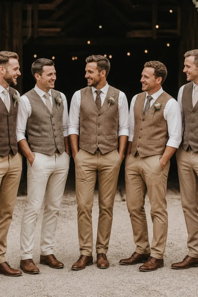 Rustic Groomsmen Attire for Barn Weddings