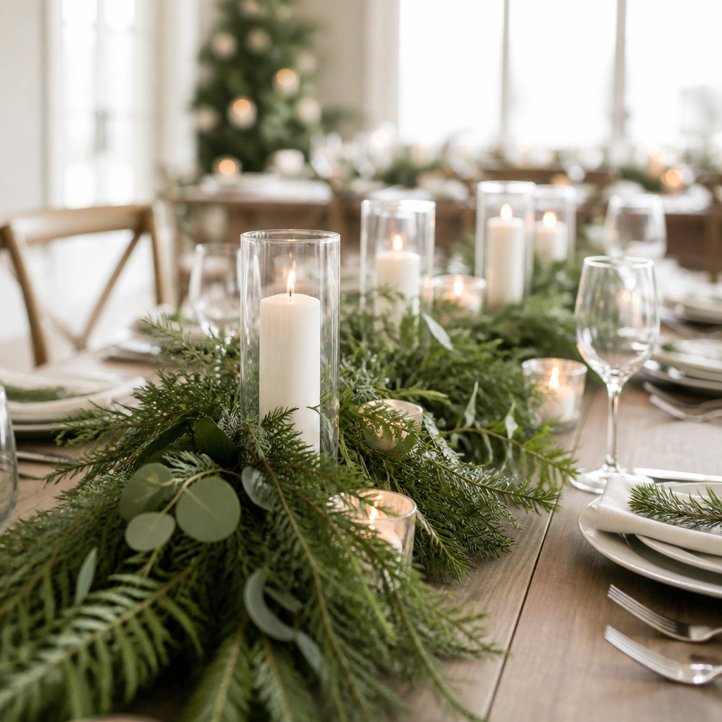 Year-Round Seasonal Evergreen Wedding Table Decor
