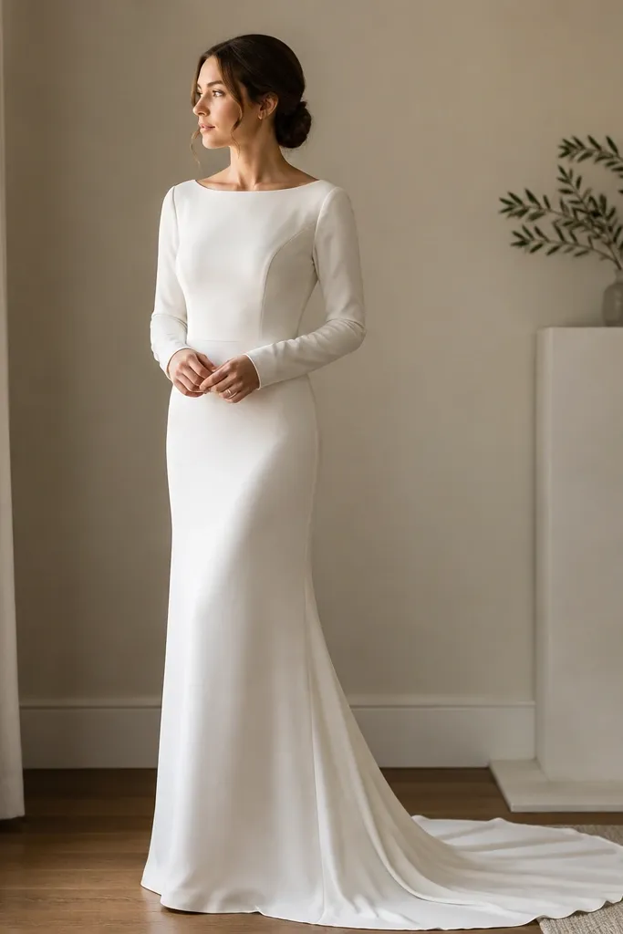 Small-Space Long Sleeve Wedding Dress Styling