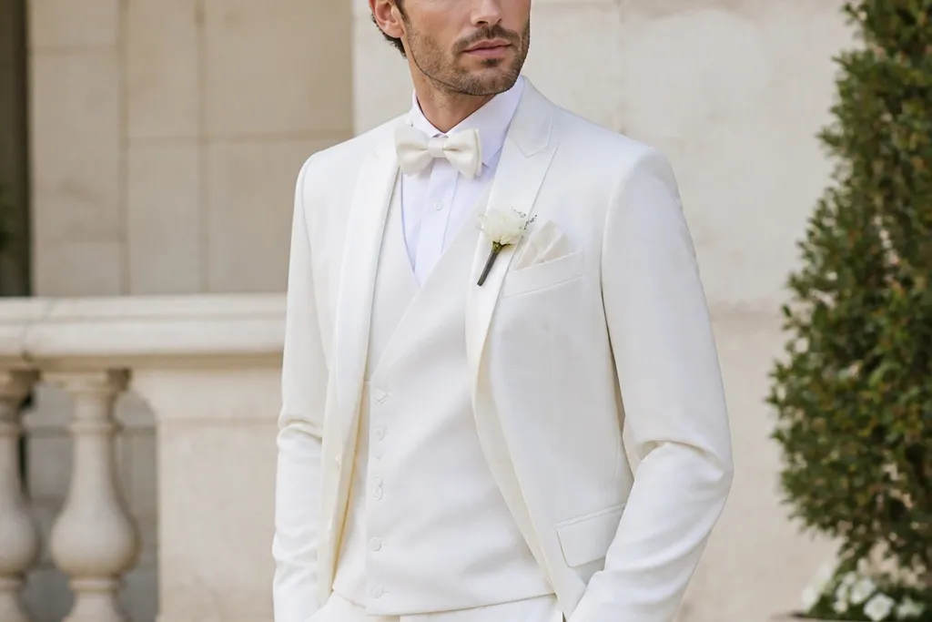 White Groom Suit Looks for a Standout Ceremony